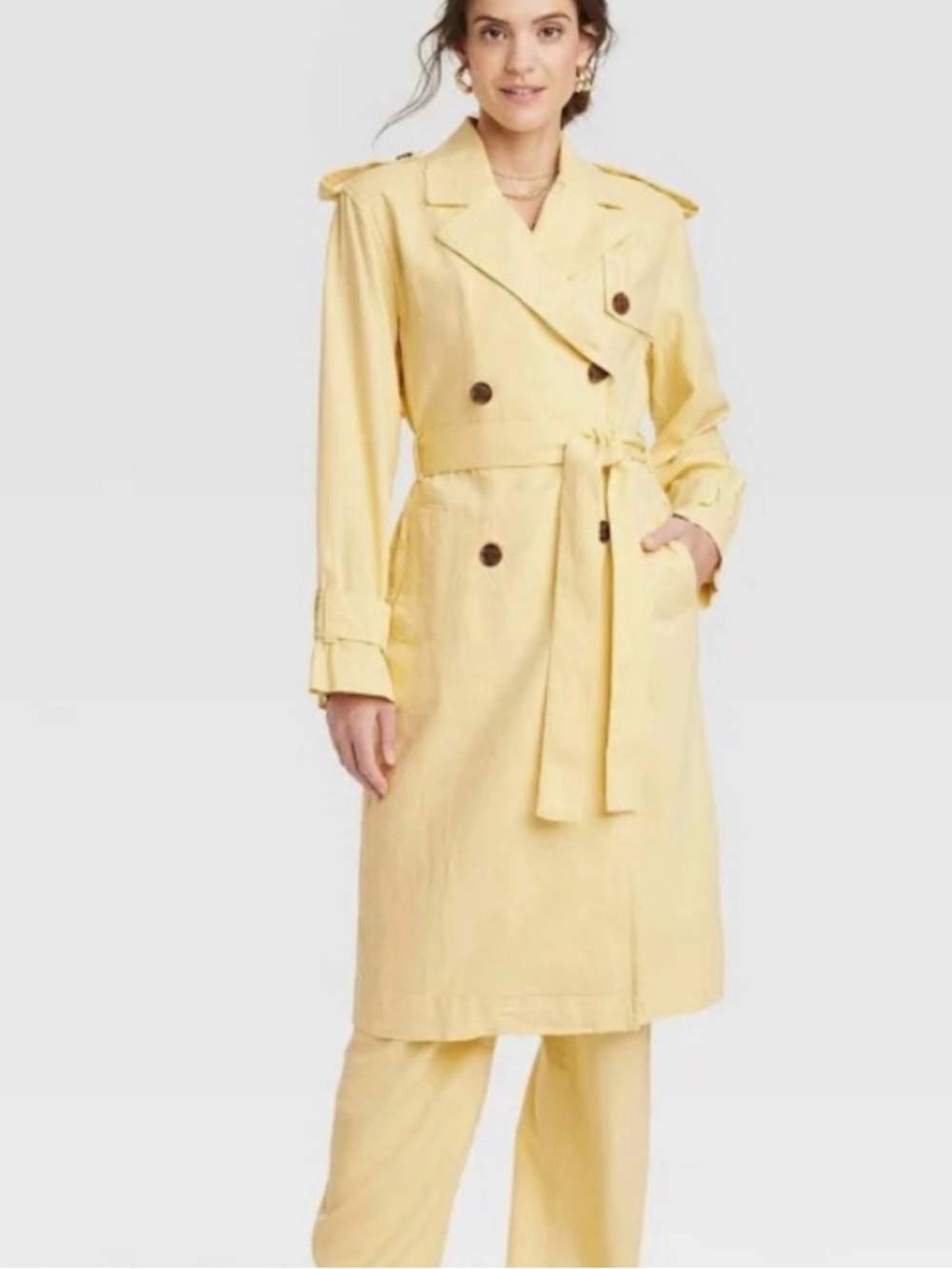 a new day Yellow Lightweight Linen-Blend Jacket with Notched Collar
